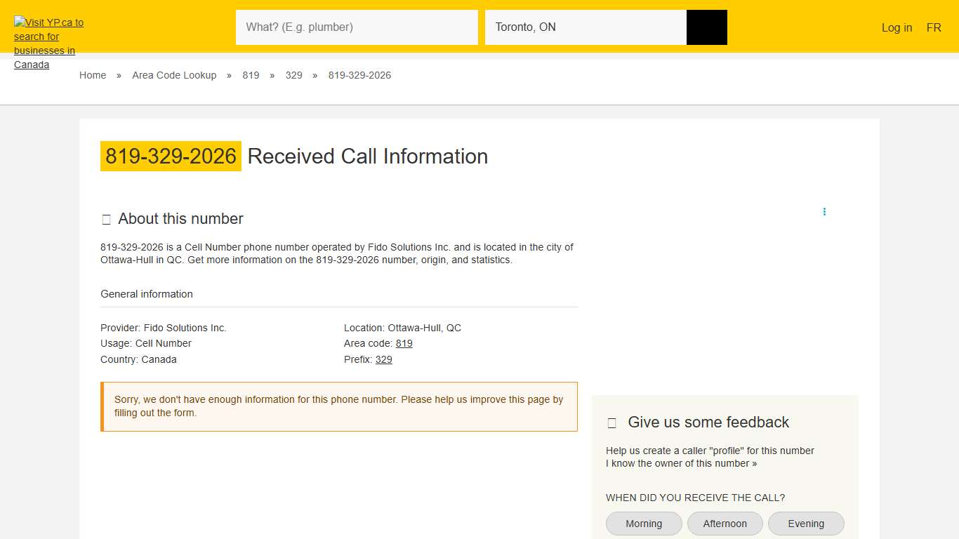 819-329-2026 | 18193292026 Who called from Ottawa-Hull | YP.CA